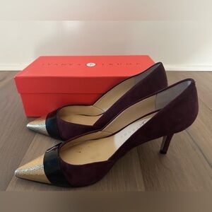 Ivanka Trump Maroon and Gold Pointed Heels